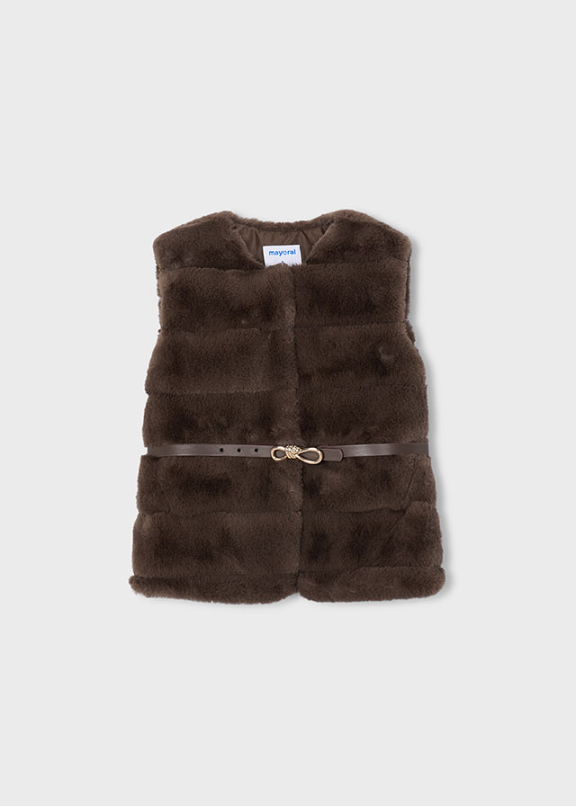 Fur vest met riem