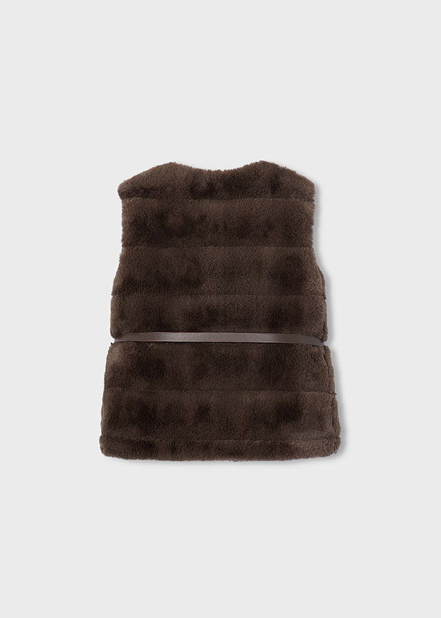 Fur vest met riem - Afbeelding 1