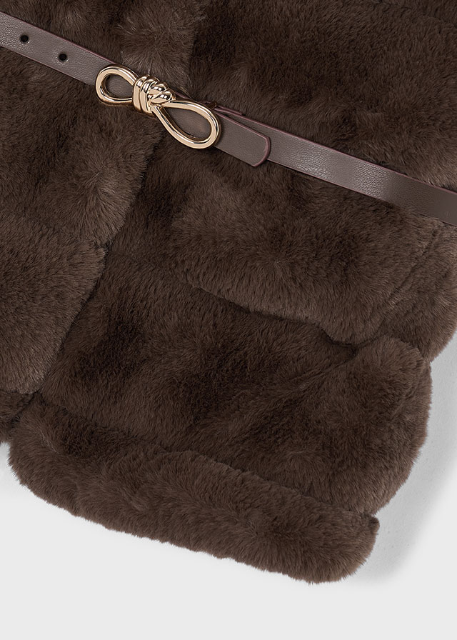 Fur vest met riem - Afbeelding 2