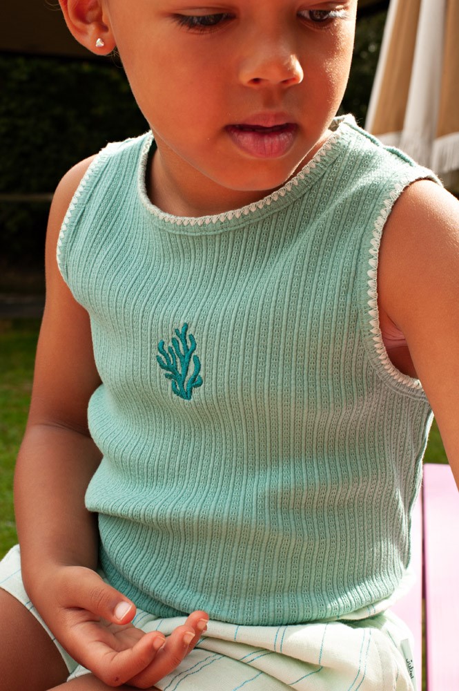 Jubel Singlet pointelle rib - Lazy Lagoon