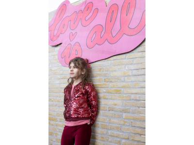 Pailetten bomberjack - Queen Of Hearts 