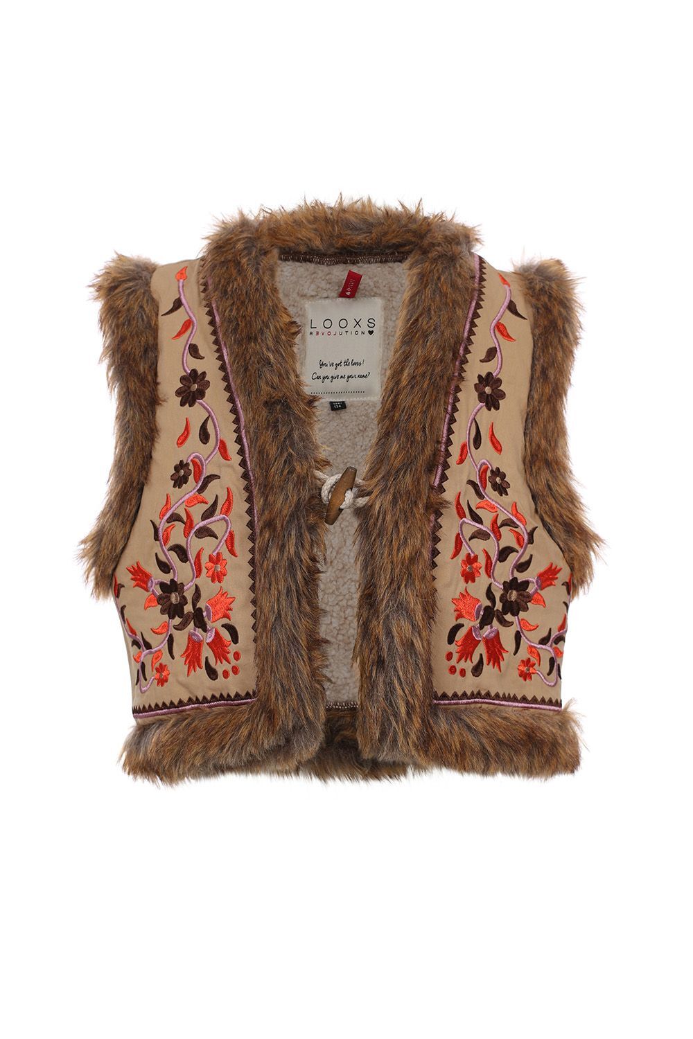 Little Looxs embroidery fur gilet